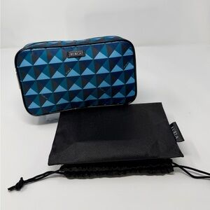 Furla Blue and Black Geometric Unisex Toiletry Bag NWOT